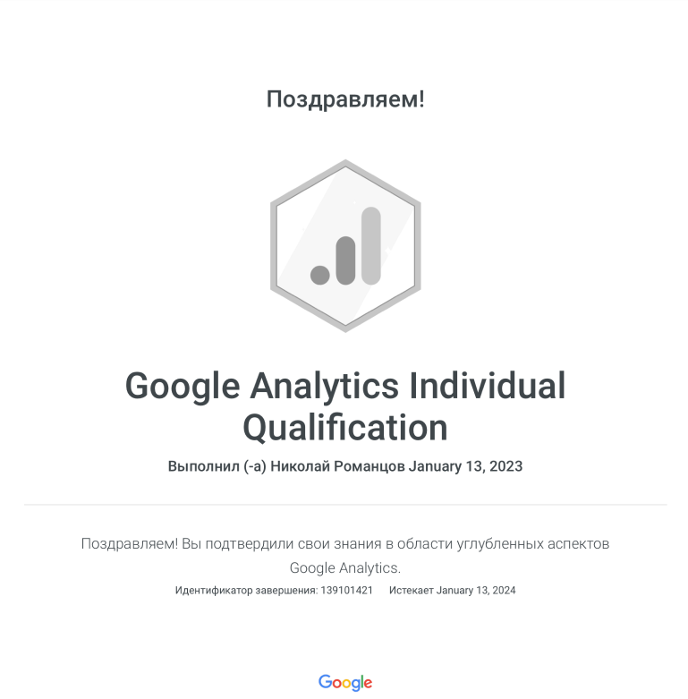 Google Analitycs Сертификация
